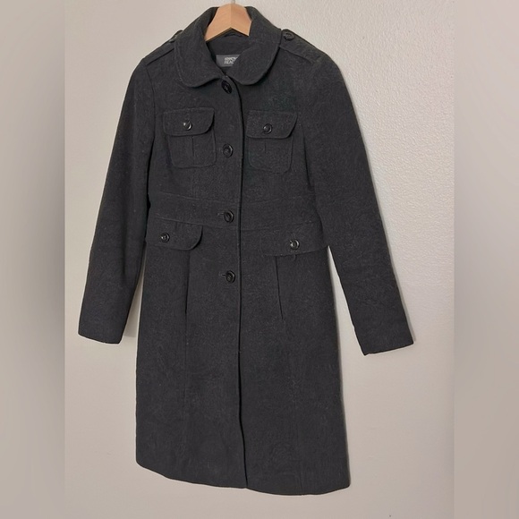 Kenneth Cole Reaction | Long Grey Wool Trench Coat | Sz:2 | Designer Coat - Picture 5 of 13